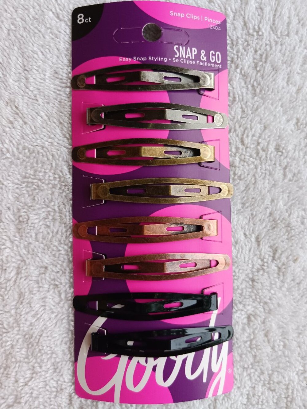 8 Goody Metal Hair Contour Snap Clips Brushed Metallic Painted Black Breanna 2+"